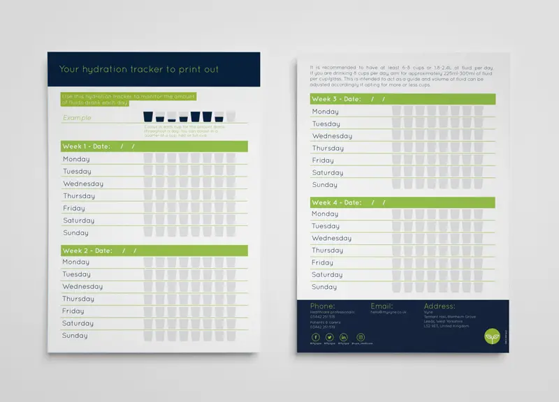Vyne hydration tracker creative design flyer front and reverse