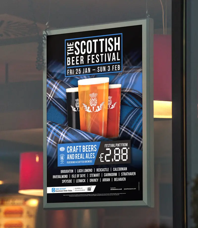 Wetherspoon scottish beer festival poster freelance graphic designer
